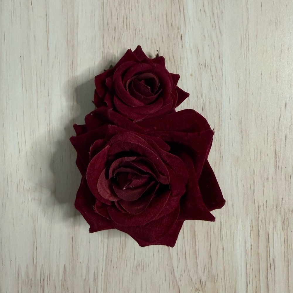 Velvet Rose Hair Clip - Deep Burgundy Floral Accent